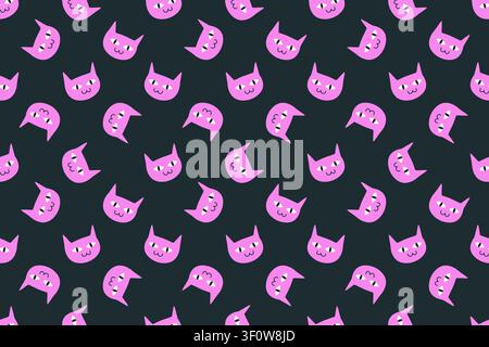 Cute Seamless Pattern with Pink Cats. Stock Vector