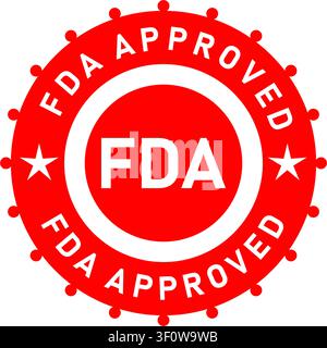 FDA Approved Red Circular Certification Badge Seal Isolated on White Background Stock Vector