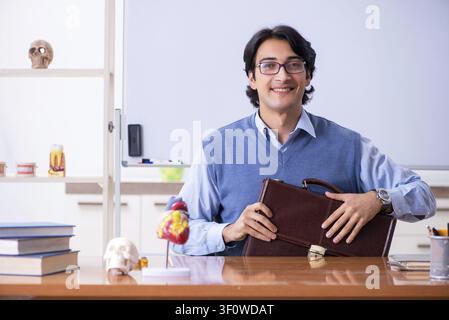 Young lecturer teacher teaching anatomy Stock Photo