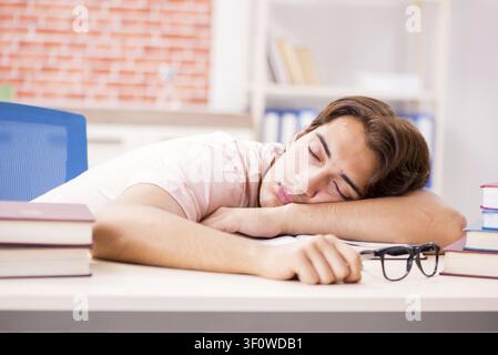 Young student preparing for college exams Stock Photo
