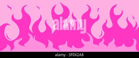 Y2k aesthetic pink flame pattern with abstract heart silhouettes Stock Vector