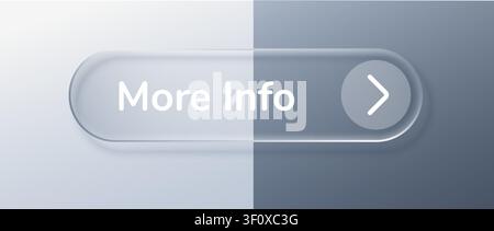 Glass info more with button ui download and box liquid 3d. Circle rectangle text with effect glass shape and badge icon element. White ux glass with Stock Vector
