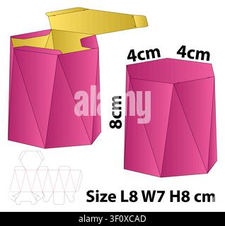 Geometric Hexagonal Faceted Gift Box Template Stock Vector