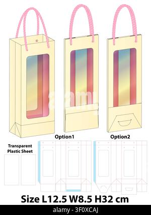 Tall Retail Gift Bag With Window Template Stock Vector