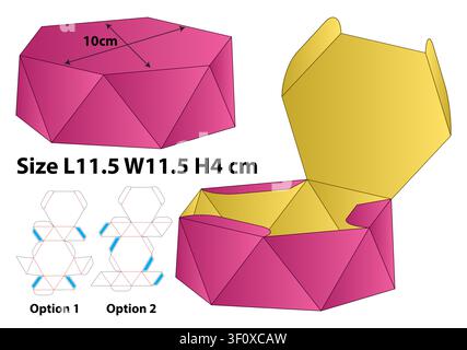Geometric Hexagonal Faceted Gift Box Template Stock Vector