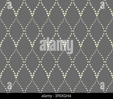The geometric pattern with wavy lines, points. Seamless vector background. Grey texture. Simple lattice graphic design Stock Vector