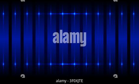 vibrant neon blue vertical lines and glowing light flares on dark background, futuristic tech event to symbolize high speed data Stock Vector