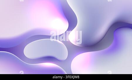 Abstract 3d fluid background with soft organic shapes and smooth lavender violet pink gradient for modern web design UI backdrop Stock Vector