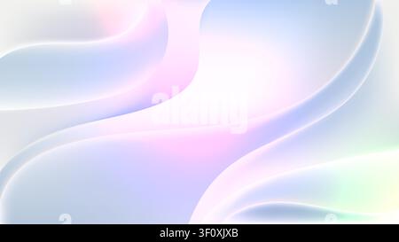 abstract background with smooth flowing wave design in soft pastel pink blue and white gradient colors modern minimalist liquid curves texture backdro Stock Vector
