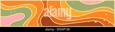 Warm Zebra groovy banner with color waves and textured. Stock Vector