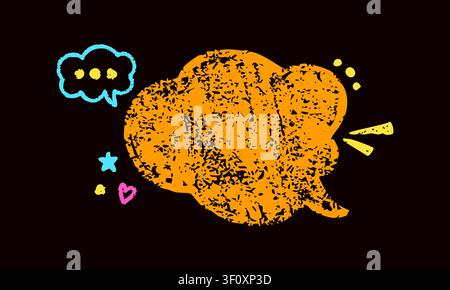 Design with orange crayon text cloud. Stock Vector