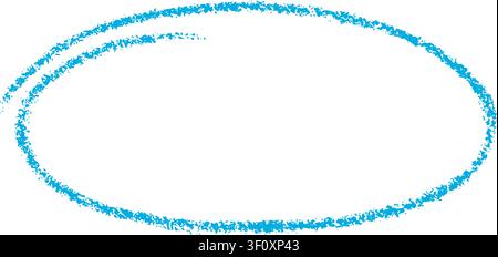 Hand drawn crayon blue oval. Chalk doodle pencil oval. Highlight line circle frame. Ellipse in crayon doodle style. Highlight design element. Vector Stock Vector
