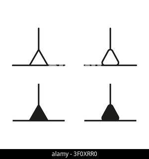 Geometric line evolution feature black vector set. This simple triangle shape visualizes abstract modern art layouts. eps 10 Stock Vector