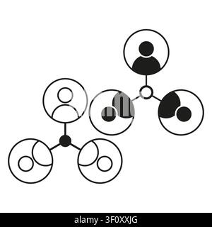 Network node team connections feature black vector graphic. This corporate organization represents staff social hierarchy. eps 10 Stock Vector