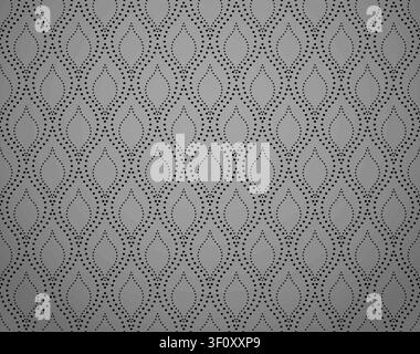 The geometric pattern with wavy lines, points. Seamless vector background. Black and grey texture. Simple lattice graphic design Stock Vector