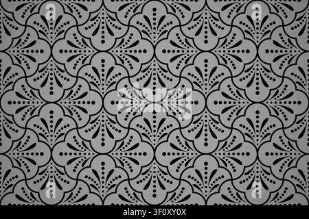 Flower geometric pattern. Seamless vector background. Black and grey ornament Stock Vector