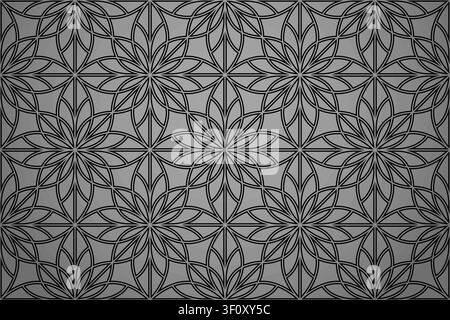 Abstract geometric pattern with lines, snowflakes. A seamless vector background. Grey and black texture. Graphic modern pattern Stock Vector