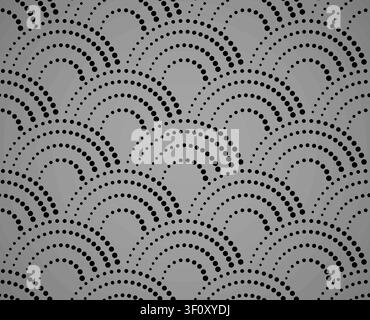 The geometric pattern with wavy lines, points. Seamless vector background. Black and grey texture. Simple lattice graphic design Stock Vector