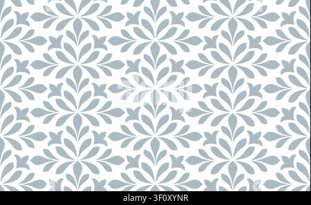 Flower geometric pattern. Seamless vector background. White and blue ornament Stock Vector