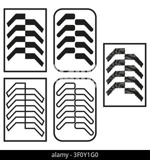 Chevron arrow pointing right feature black vector set. This geometric progress complements business growth direction charts. eps 10 Stock Vector