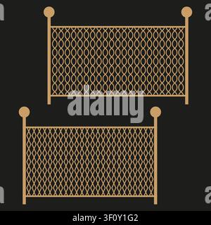 Chain link fence feature brown vector set. This geometric mesh barrier complements simple outdoor security backgrounds. eps 10 Stock Vector