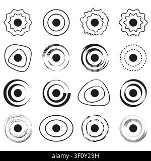 Abstract blob circle form feature black vector collection. This fluid geometry complements simple modern background dots. Stock Vector