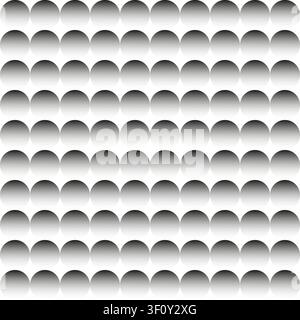 Seamless geometric sphere pattern grey vector background features gradient. Abstract volume texture represents modern wrapper. Stock Vector