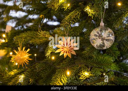 Christmas decoration at the Christmas tree Stock Photo