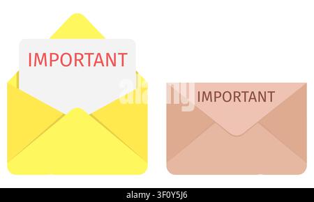 Important Email Envelope Vector Illustration Priority Message Urgent Notice Inbox Notification Stock Vector