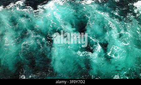 The texture of turquoise ocean water in Queen Charlotte Sound, British Columbia, Canada Stock Photo