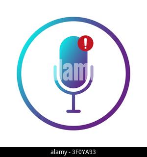 Voice alert button gradient vector shape features microphone notification. The digital audio concept represents modern apps. Stock Vector