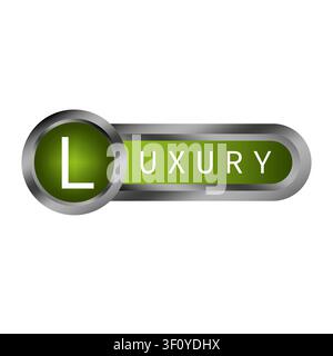 Luxury text glossy button color vector element features shiny UI. The metallic interface concept visualizes web designs. Stock Vector