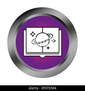 Space book glossy button color vector element features shiny UI. The galaxy literature concept visualizes astronomy apps. Stock Vector