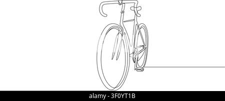 continuous line drawing of a modern road bicycle with drop handlebars, minimalist concept for cycling, fitness, and eco-friendly transport, line art Stock Vector