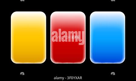 Set of three glossy app icons or buttons with vibrant gradients. Modern UI elements for various design projects. Vector illustration Stock Vector