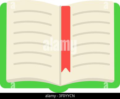 Open School Textbook Illustration. Flat Educational Book with Open Pages in 2D Vector Style Stock Vector