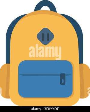 School Backpack Illustration. Modern Student School Bag Flat 2D Education Icon Stock Vector