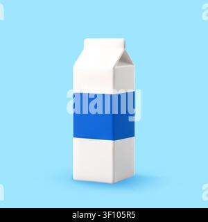 3D Milk carton box with blue label Stock Vector