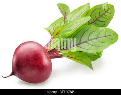 Red beetroot with beet leaves isolated on a white background. Clipping path. Stock Photo