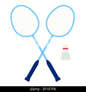 crossed badminton rackets and shuttlecock, great for sports, fitness and recreation - vector illustration Stock Vector