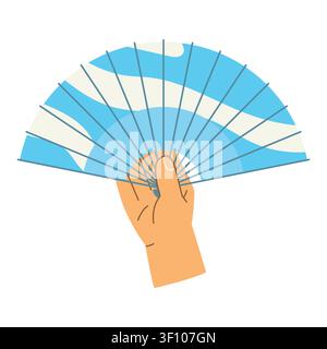 hand holding decorative folding fan, design for beauty, fashion, culture, web, app, and graphic design- vector illustration Stock Vector