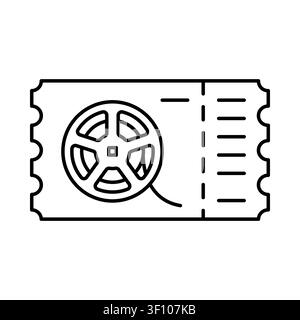 cinema ticket outline icon, minimal movie admission ticket line symbol with clean modern design, entertainment and film concept - vector illustration Stock Vector
