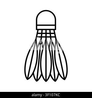 badminton shuttlecock black outline icon, minimal line symbol of a badminton birdie for sports, fitness and recreation - vector illustration Stock Vector