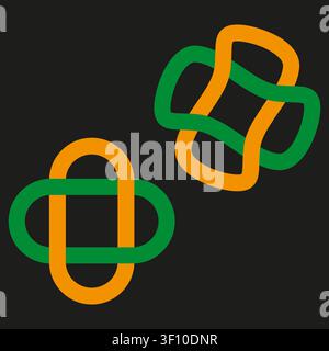 Colorful abstract knot collection features dark vector set. Geometric line overlapping shapes enhance creative modern projects. eps 10 Stock Vector
