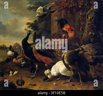 Birds in a Park, 1686. Stock Photo