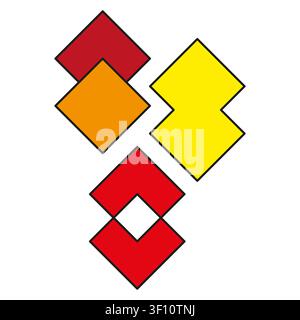 Colorful abstract diamond collection features geometric vector set. Square puzzle shapes enhance creative mosaic projects. eps 10 Stock Vector