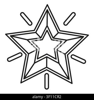 Premium glowing star features linear vector symbol. Complements successful quality rating designs. Stock Vector