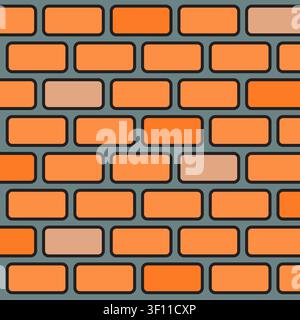 Red brick wall masonry features flat vector background. Represents construction building exterior textures. Stock Vector