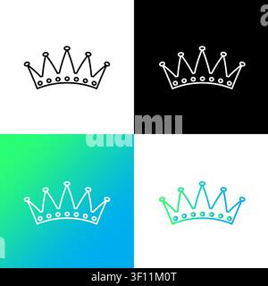 Royal crown king element features linear vector variation. Represents premium leadership success themes. Stock Vector