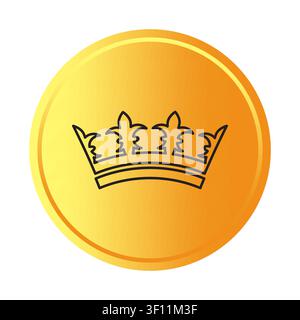 Royal majesty crown element features outline vector icon. Complements successful power leadership projects. Stock Vector